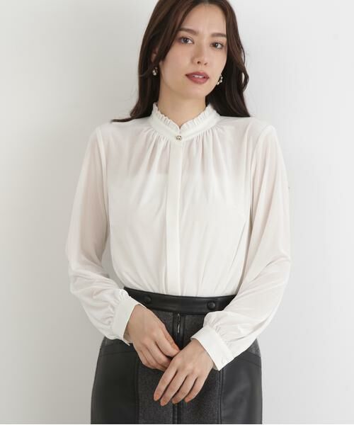 PINKY & DIANNE / ピンキーアンドダイアン シャツ・ブラウス | ◆ベルベットコンビギャザーブラウス | 詳細2