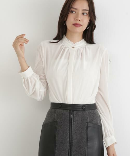 PINKY & DIANNE / ピンキーアンドダイアン シャツ・ブラウス | ◆ベルベットコンビギャザーブラウス | 詳細3