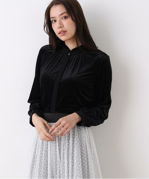PINKY & DIANNE / ピンキーアンドダイアン シャツ・ブラウス | ◆ベルベットコンビギャザーブラウス | 詳細15