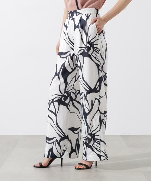 PINKY & DIANNE / ピンキーアンドダイアン パンツ | アートフラワープリントパンツ(ホワイト系1)
