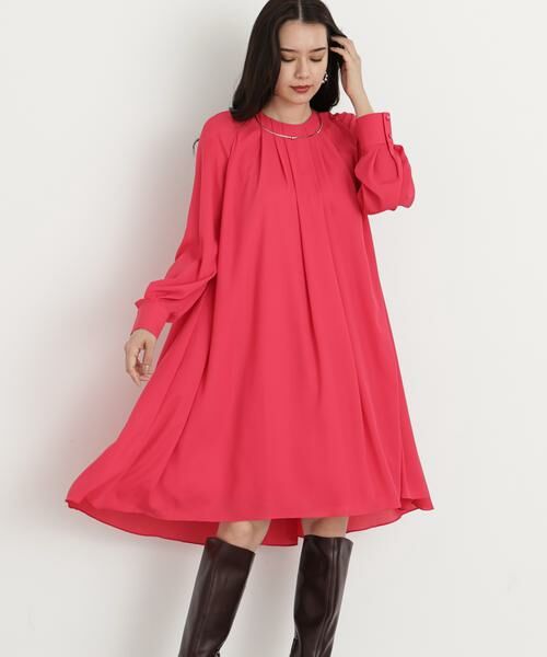 PINKY & DIANNE / ピンキーアンドダイアン ミニ丈・ひざ丈ワンピース | ◆タックフレアジョーゼットワンピース | 詳細2