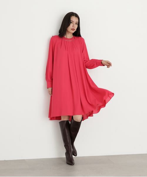PINKY & DIANNE / ピンキーアンドダイアン ミニ丈・ひざ丈ワンピース | ◆タックフレアジョーゼットワンピース | 詳細5