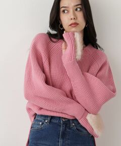 PINKY & DIANNE / ピンキーアンドダイアン ニット・セーター | ◆ファーグローブ付き畦ニットプルオーバー