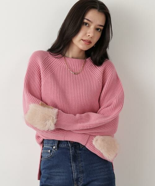 PINKY & DIANNE / ピンキーアンドダイアン ニット・セーター | ◆ファーグローブ付き畦ニットプルオーバー | 詳細2