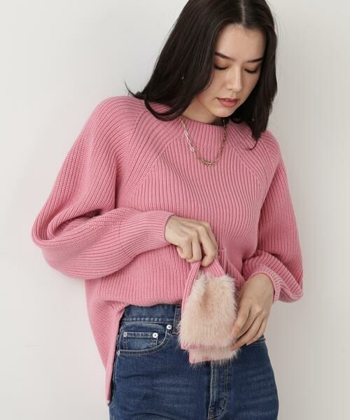 PINKY & DIANNE / ピンキーアンドダイアン ニット・セーター | ◆ファーグローブ付き畦ニットプルオーバー | 詳細3