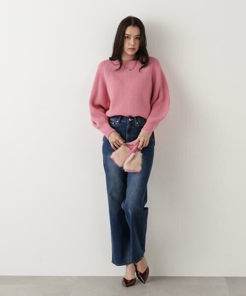 PINKY & DIANNE / ピンキーアンドダイアン ニット・セーター | ◆ファーグローブ付き畦ニットプルオーバー | 詳細5