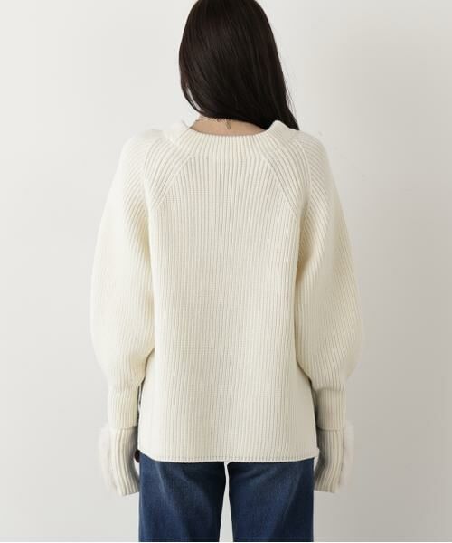 PINKY & DIANNE / ピンキーアンドダイアン ニット・セーター | ◆ファーグローブ付き畦ニットプルオーバー | 詳細16