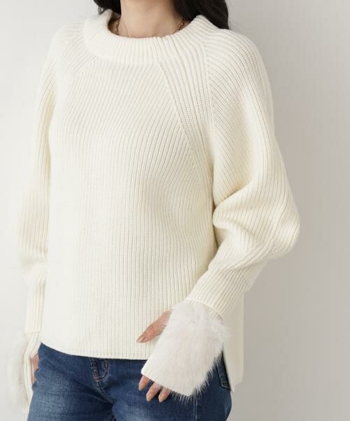 PINKY & DIANNE / ピンキーアンドダイアン ニット・セーター | ◆ファーグローブ付き畦ニットプルオーバー | 詳細18
