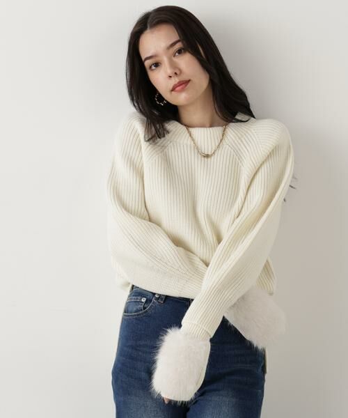 PINKY & DIANNE / ピンキーアンドダイアン ニット・セーター | ◆ファーグローブ付き畦ニットプルオーバー | 詳細8