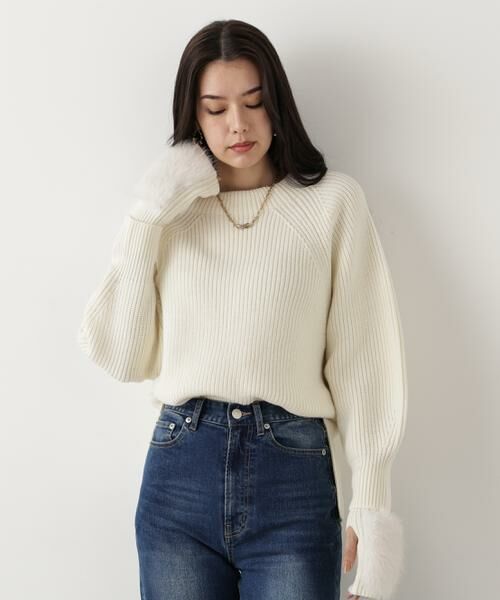 PINKY & DIANNE / ピンキーアンドダイアン ニット・セーター | ◆ファーグローブ付き畦ニットプルオーバー | 詳細9