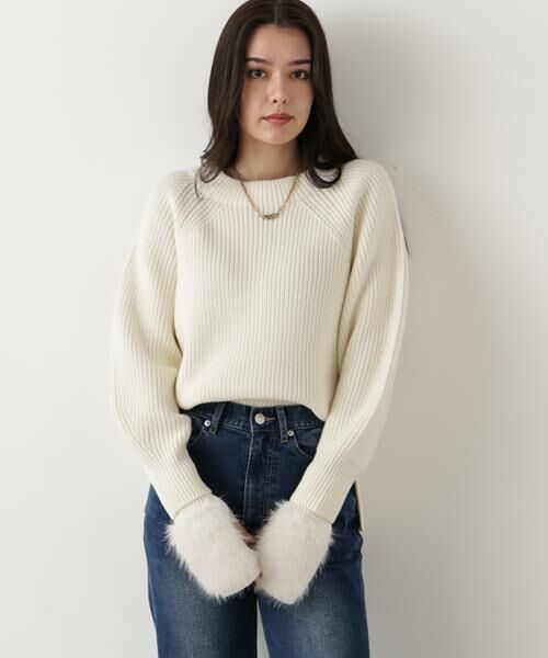 PINKY & DIANNE / ピンキーアンドダイアン ニット・セーター | ◆ファーグローブ付き畦ニットプルオーバー | 詳細10