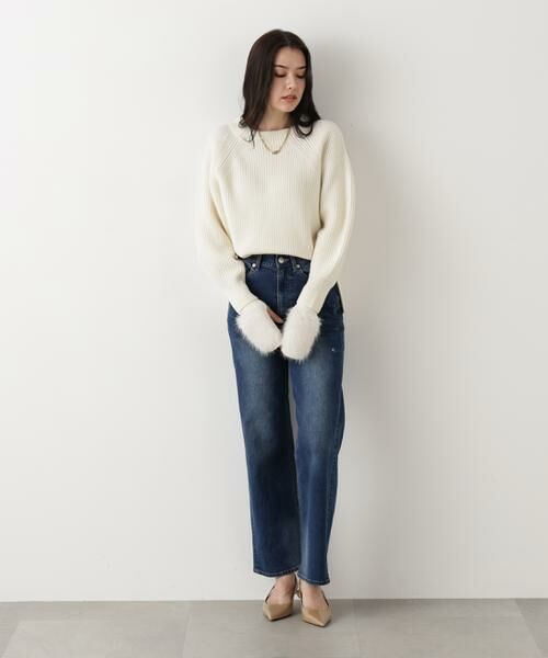 PINKY & DIANNE / ピンキーアンドダイアン ニット・セーター | ◆ファーグローブ付き畦ニットプルオーバー | 詳細11