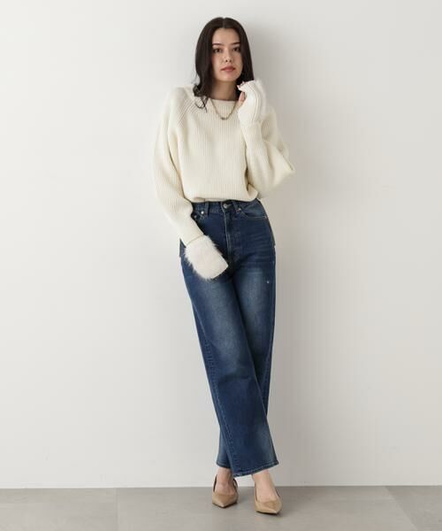 PINKY & DIANNE / ピンキーアンドダイアン ニット・セーター | ◆ファーグローブ付き畦ニットプルオーバー | 詳細12