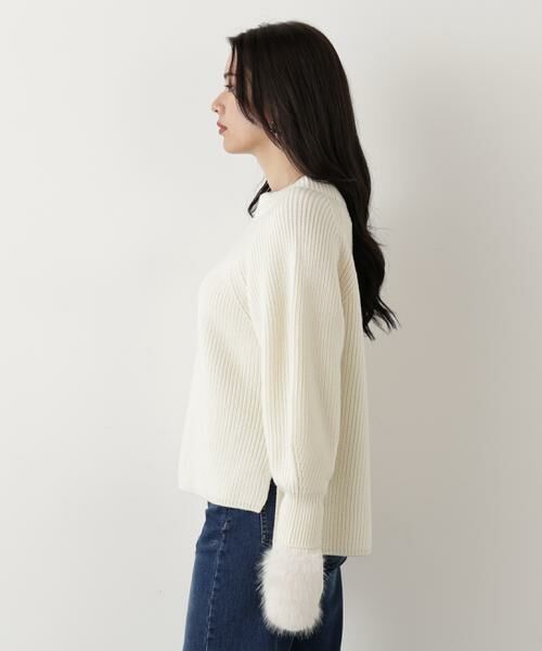 PINKY & DIANNE / ピンキーアンドダイアン ニット・セーター | ◆ファーグローブ付き畦ニットプルオーバー | 詳細15