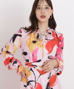 PINKY & DIANNE / ピンキーアンドダイアン シャツ・ブラウス | ◆フラワープリントギャザーブラウス