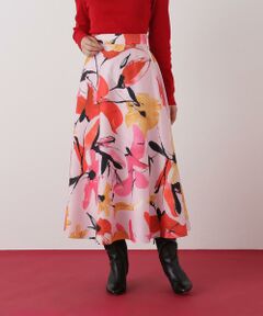 ◆フラワープリントタフタフレアースカート