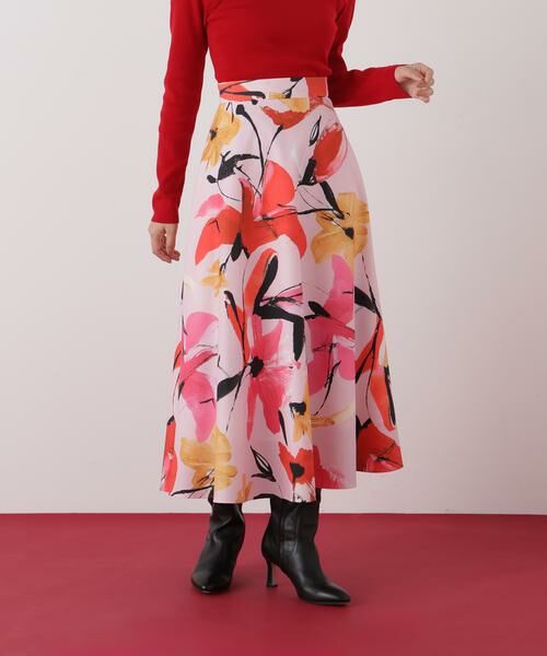 PINKY & DIANNE / ピンキーアンドダイアン スカート | ◆フラワープリントタフタフレアースカート | 詳細2