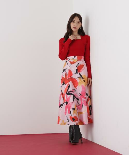 PINKY & DIANNE / ピンキーアンドダイアン スカート | ◆フラワープリントタフタフレアースカート | 詳細4