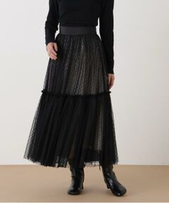 PINKY & DIANNE / ピンキーアンドダイアン スカート | ◆ドットチュールギャザーティアードスカート