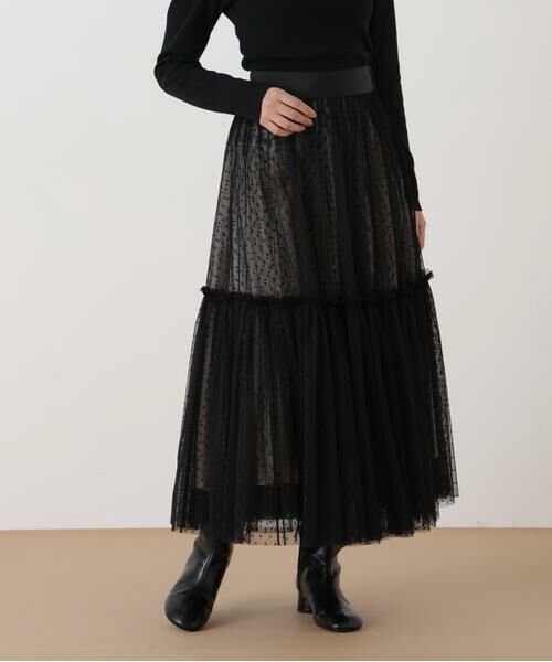 PINKY & DIANNE / ピンキーアンドダイアン スカート | ◆ドットチュールギャザーティアードスカート | 詳細2