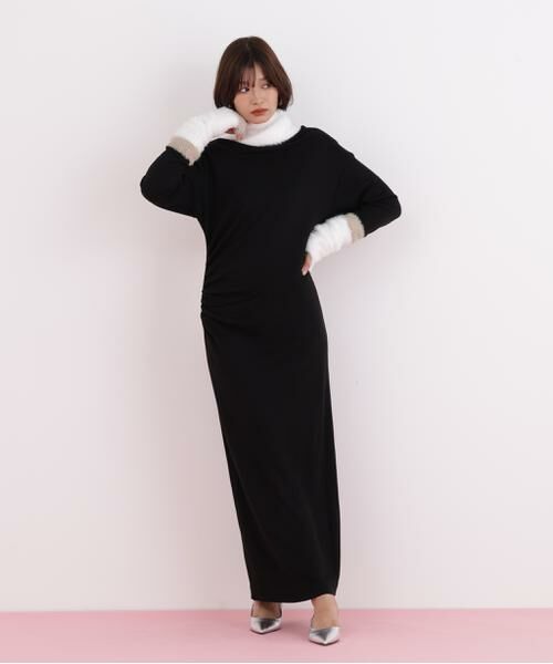 PINKY & DIANNE / ピンキーアンドダイアン ミニ丈・ひざ丈ワンピース | ◆ウールジャージタックドレープロングワンピース | 詳細5