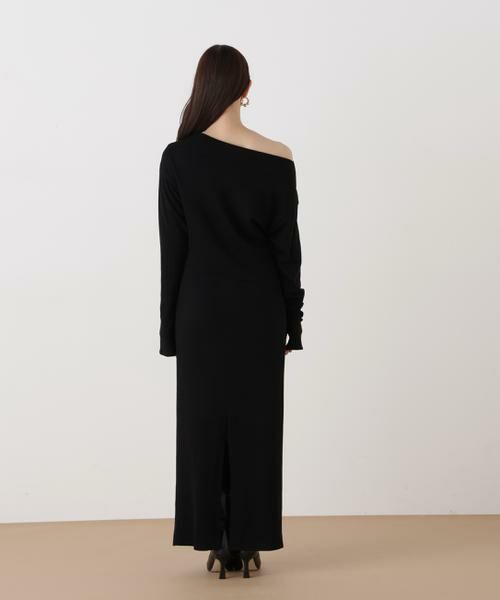 PINKY & DIANNE / ピンキーアンドダイアン ミニ丈・ひざ丈ワンピース | ◆ウールジャージタックドレープロングワンピース | 詳細7