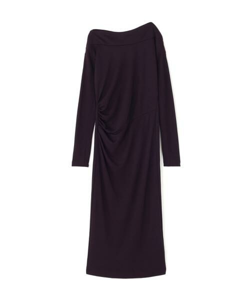 PINKY & DIANNE / ピンキーアンドダイアン ミニ丈・ひざ丈ワンピース | ◆ウールジャージタックドレープロングワンピース(ダークグレープ1)