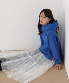 PINKY & DIANNE / ピンキーアンドダイアン ニット・セーター | ◆フードスヌード付きニットプルオーバー