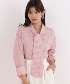 PINKY & DIANNE / ピンキーアンドダイアン シャツ・ブラウス | ストライプタイネックシャツ