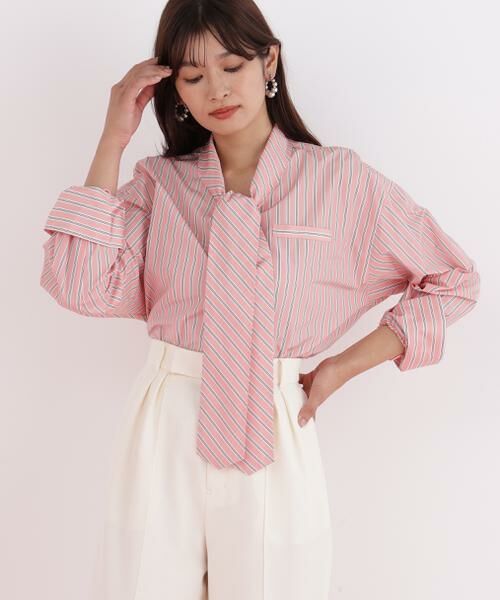 PINKY & DIANNE / ピンキーアンドダイアン シャツ・ブラウス | ストライプタイネックシャツ | 詳細2