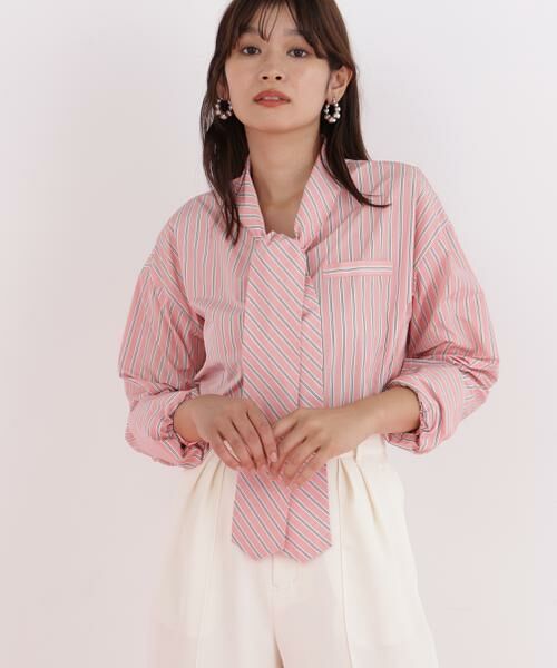 PINKY & DIANNE / ピンキーアンドダイアン シャツ・ブラウス | ストライプタイネックシャツ | 詳細3