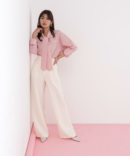 PINKY & DIANNE / ピンキーアンドダイアン シャツ・ブラウス | ストライプタイネックシャツ | 詳細4