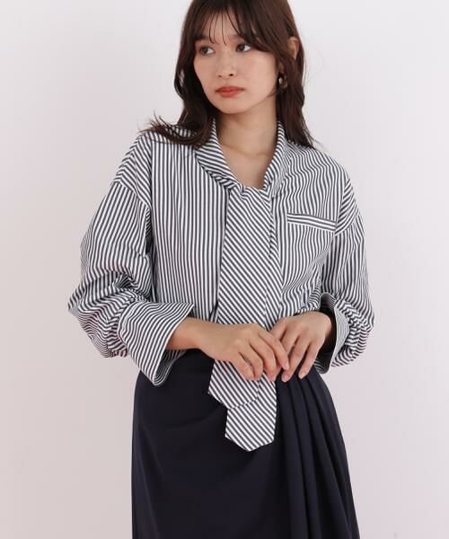 PINKY & DIANNE / ピンキーアンドダイアン シャツ・ブラウス | ストライプタイネックシャツ | 詳細17