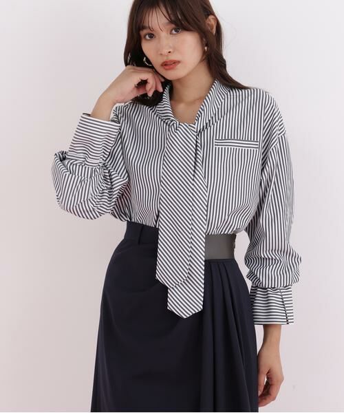 PINKY & DIANNE / ピンキーアンドダイアン シャツ・ブラウス | ストライプタイネックシャツ | 詳細18