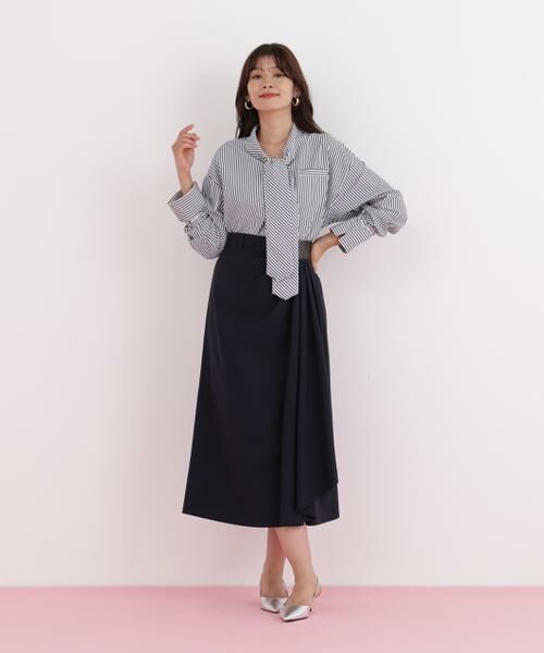 PINKY & DIANNE / ピンキーアンドダイアン シャツ・ブラウス | ストライプタイネックシャツ | 詳細20