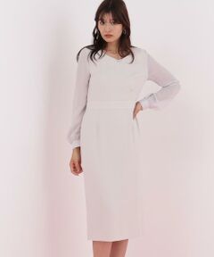 PINKY & DIANNE / ピンキーアンドダイアン ミニ丈・ひざ丈ワンピース | ダイヤモンドネックコンビワンピース