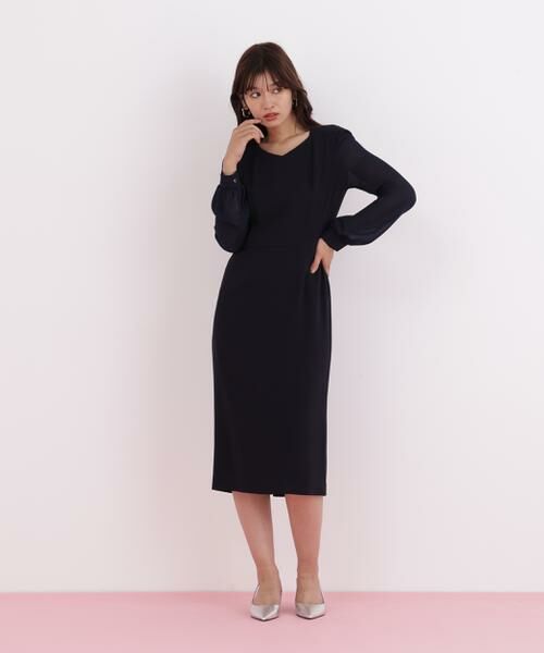 PINKY & DIANNE / ピンキーアンドダイアン ミニ丈・ひざ丈ワンピース | ダイヤモンドネックコンビワンピース | 詳細4