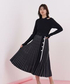 PINKY & DIANNE / ピンキーアンドダイアン ミニ丈・ひざ丈ワンピース | プリーツコンビニットワンピース