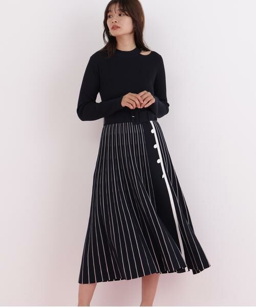 PINKY & DIANNE / ピンキーアンドダイアン ミニ丈・ひざ丈ワンピース | プリーツコンビニットワンピース | 詳細2