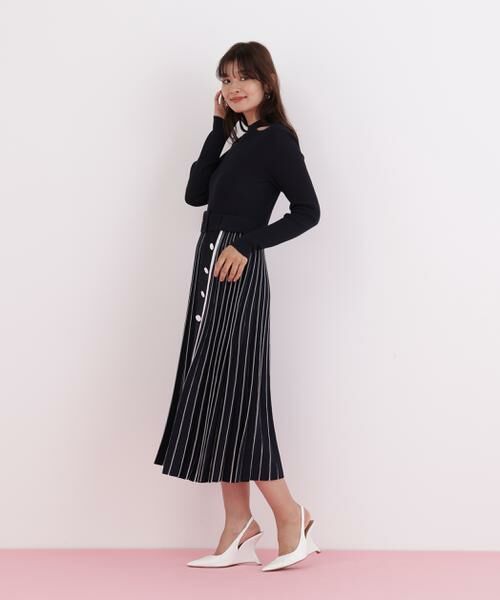 PINKY & DIANNE / ピンキーアンドダイアン ミニ丈・ひざ丈ワンピース | プリーツコンビニットワンピース | 詳細3