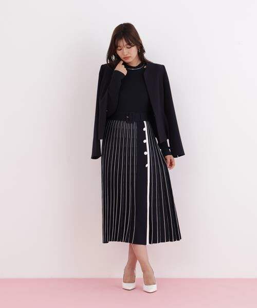 PINKY & DIANNE / ピンキーアンドダイアン ミニ丈・ひざ丈ワンピース | プリーツコンビニットワンピース | 詳細5