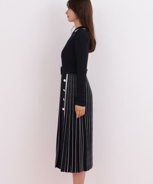 PINKY & DIANNE / ピンキーアンドダイアン ミニ丈・ひざ丈ワンピース | プリーツコンビニットワンピース | 詳細6