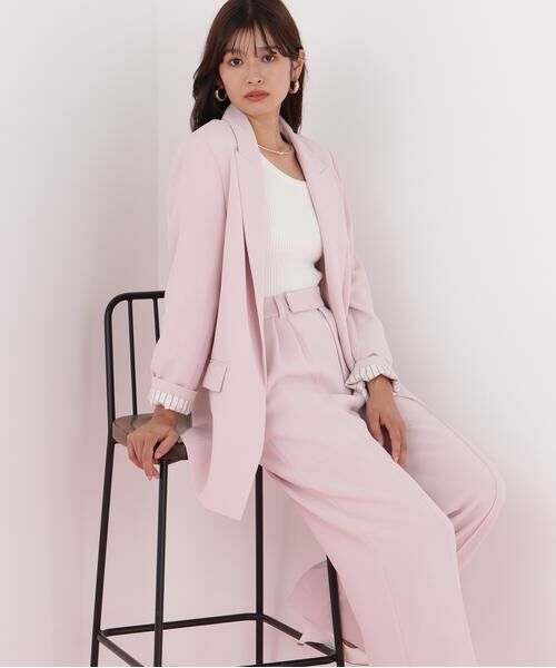 PINKY & DIANNE / ピンキーアンドダイアン テーラードジャケット | ストライプスリーブジャケット(フラミンゴピンク)