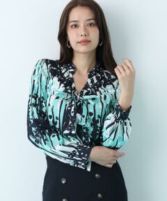 PINKY & DIANNE / ピンキーアンドダイアン シャツ・ブラウス | インクフォレストプリントリボンブラウス