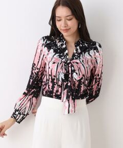PINKY & DIANNE / ピンキーアンドダイアン シャツ・ブラウス | インクフォレストプリントリボンブラウス