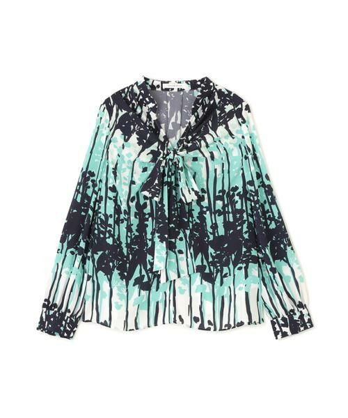 PINKY & DIANNE / ピンキーアンドダイアン シャツ・ブラウス | インクフォレストプリントリボンブラウス | 詳細1