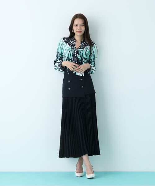 PINKY & DIANNE / ピンキーアンドダイアン シャツ・ブラウス | インクフォレストプリントリボンブラウス | 詳細4