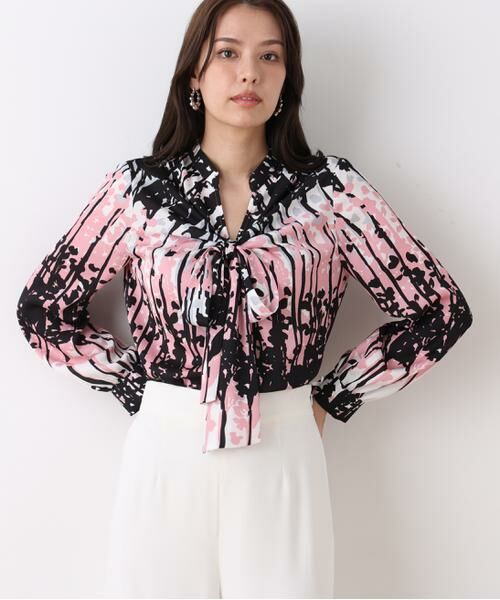 PINKY & DIANNE / ピンキーアンドダイアン シャツ・ブラウス | インクフォレストプリントリボンブラウス | 詳細10