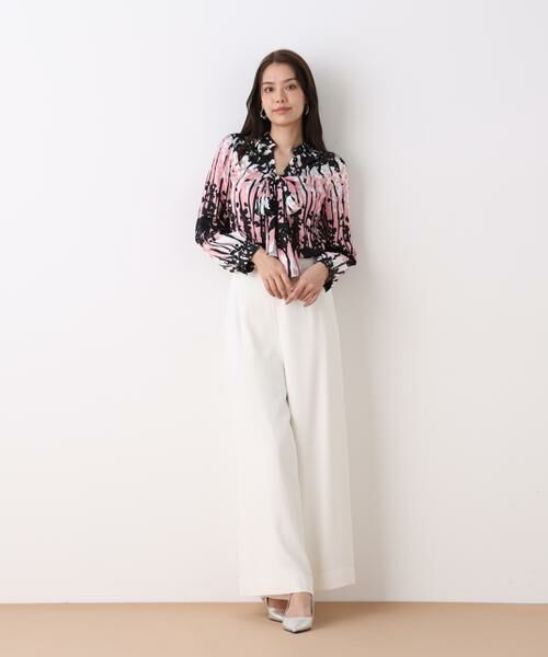 PINKY & DIANNE / ピンキーアンドダイアン シャツ・ブラウス | インクフォレストプリントリボンブラウス | 詳細11