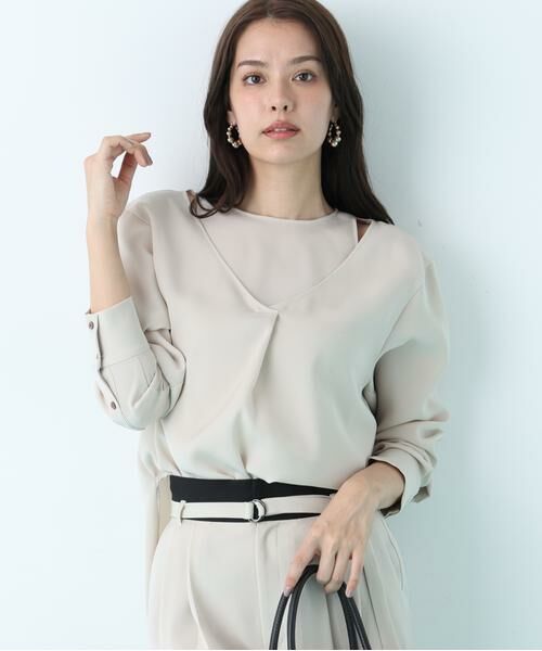 PINKY & DIANNE / ピンキーアンドダイアン シャツ・ブラウス | ダブルサテンレイヤードブラウス（ベージュ）